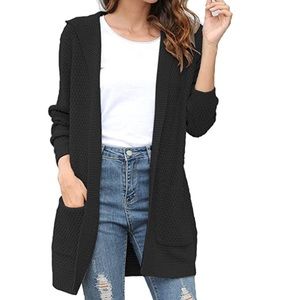 Oversized Long Knit Cardigan with Large Hood